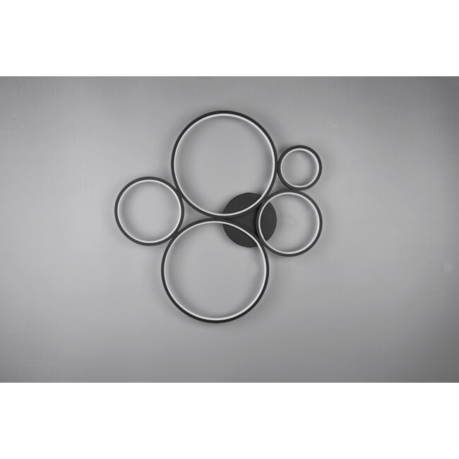 Trio Leuchten Plafondlamp Rondo 5L - Mat Zwart