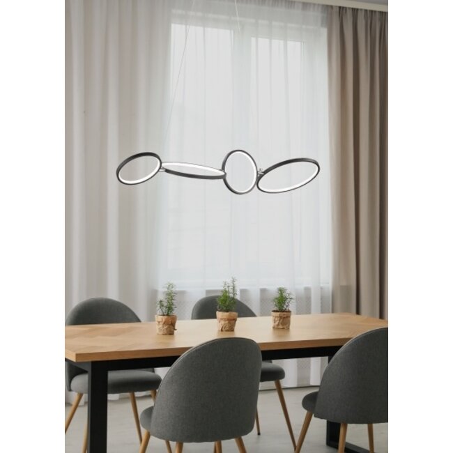Trio Leuchten Hanglamp Rondo 4L - Mat Zwart