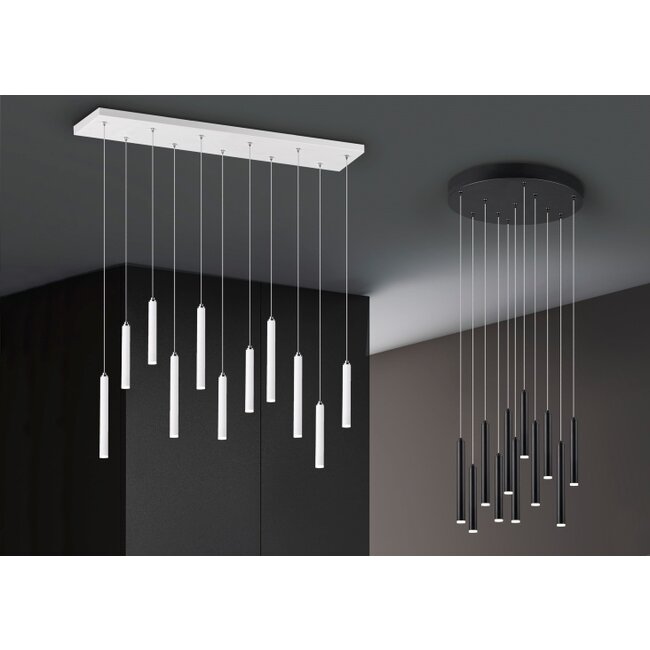 Trio Leuchten Hanglamp Tubular 11L - Mat Wit