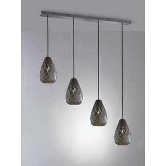 Trio Leuchten Hanglamp Onyx 4L - Antraciet/Goud