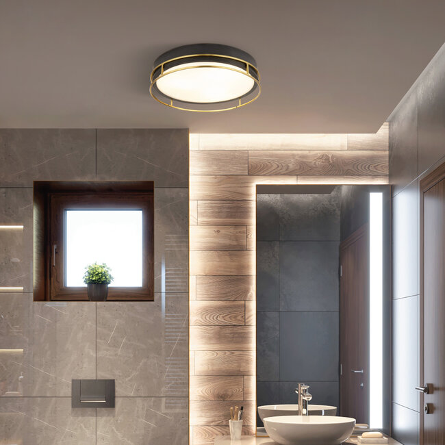 Searchlight Plafondlamp Phoenix Ø30cm - Zwart/Goud