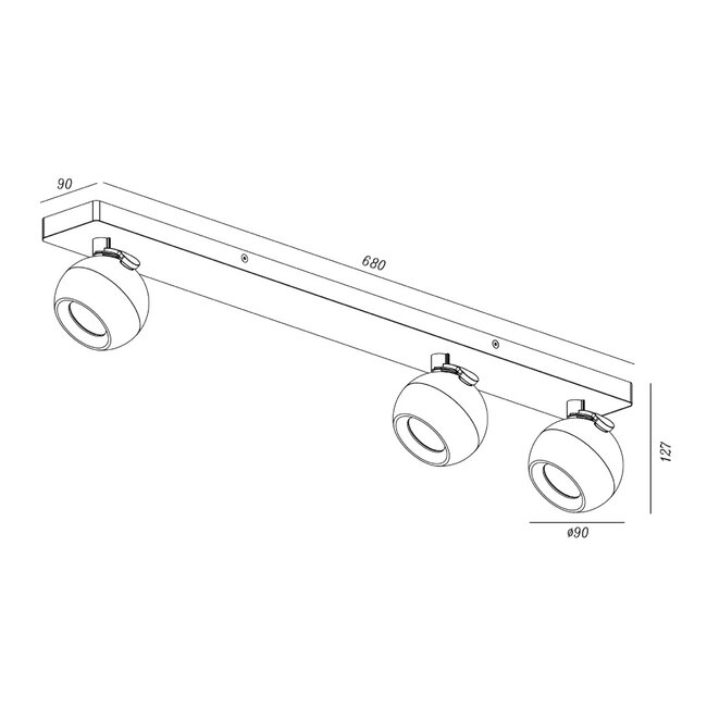 Artdelight Plafondlamp Bolero 3L - Zwart