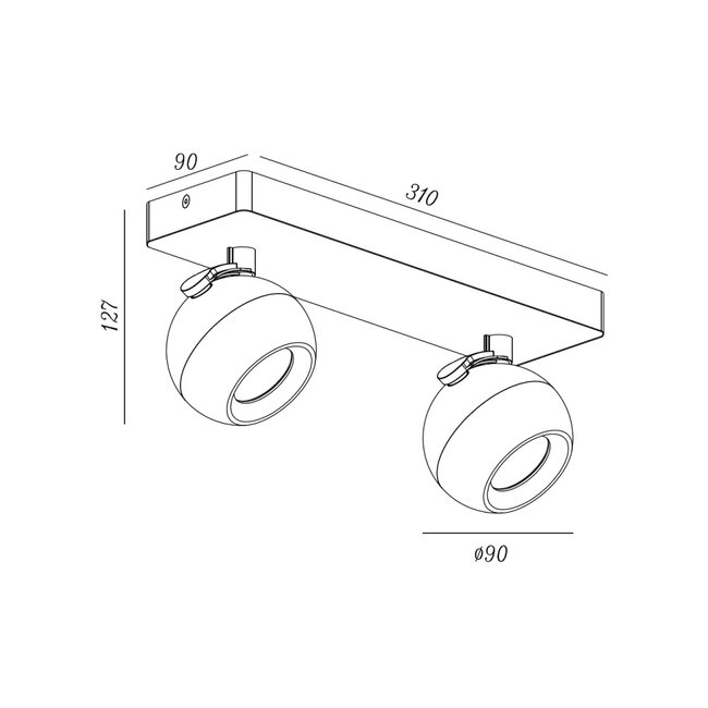 Artdelight Plafondlamp Bolero 2L - Zwart