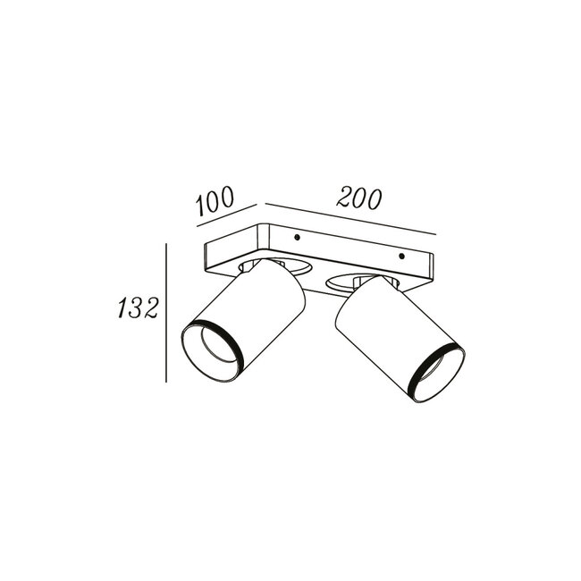 Artdelight Plafondlamp Mega 2L - Zwart