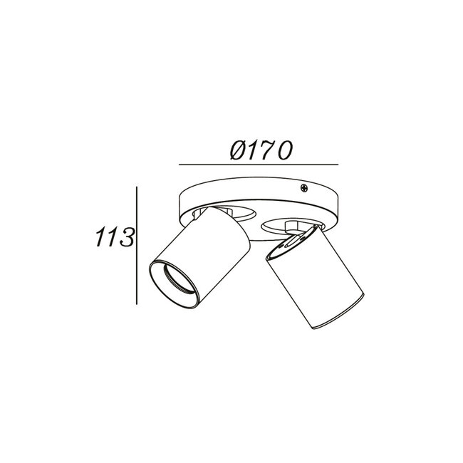 Artdelight Plafondlamp Megano 2L Rond - Wit