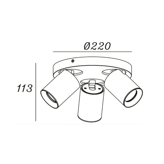 Artdelight Plafondlamp Megano 3L Rond - Wit