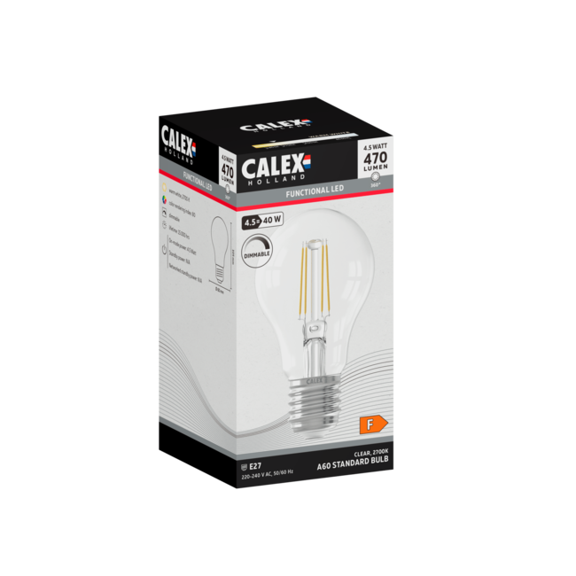 Calex E27 Led Filament 4,5W 2700K 470lm - Dimbaar