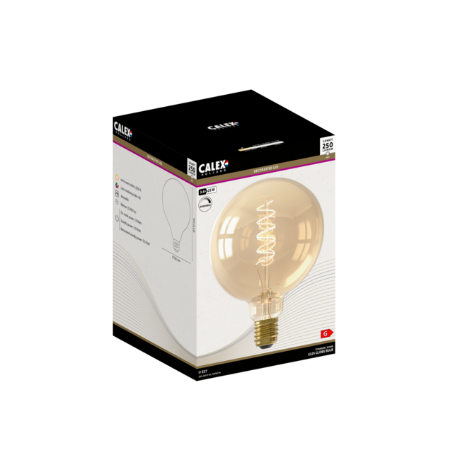 Calex E27 Led Filament Globe 125mm Gold 3,8W 2100K 250lm - Dimbaar