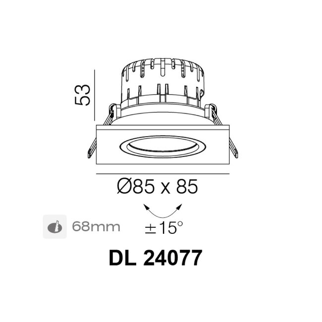 Artdelight Inbouwspot Austin Vierkant - Zwart