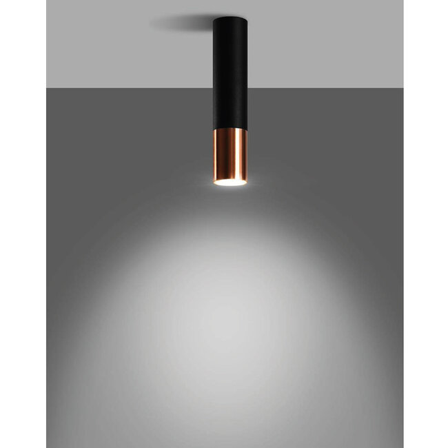 Sollux Plafondlamp Loopez - Zwart/Koper - Verpakkingschade