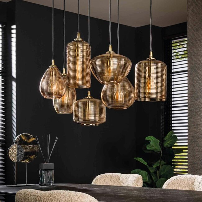 HELDR! Hanglamp Cerise 7L - Amber Glas