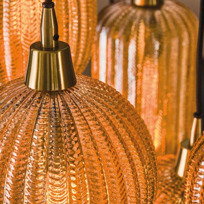 HELDR! Hanglamp Ciara 7L - Amber Glas