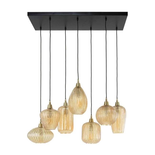 HELDR! Hanglamp Ciara 7L - Amber Glas