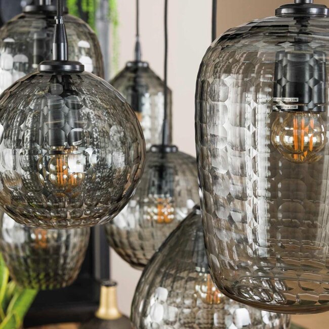 HELDR! Hanglamp Paola 7L - Rookglas