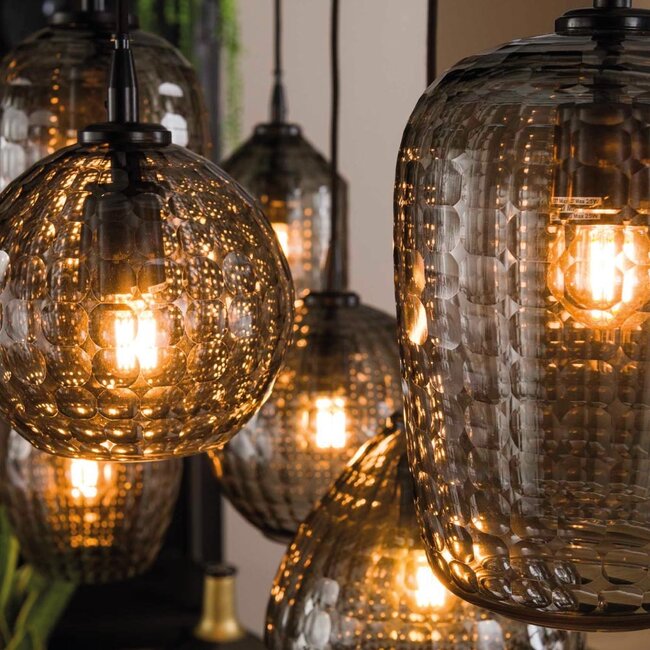 HELDR! Hanglamp Paola 7L - Rookglas