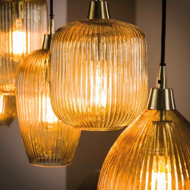 HELDR! Hanglamp Tiana 5L - Amber Glas