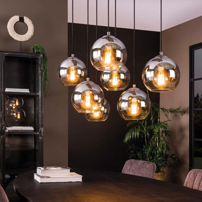 HELDR! Hanglamp Sava 7L - Rookglas/Transparant