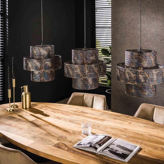 HELDR! Hanglamp Suza 3L - Zwart/Bruin