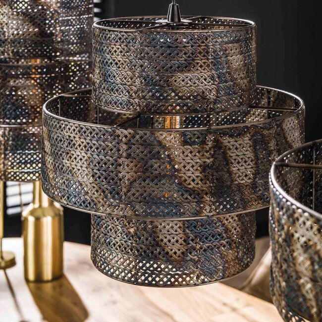 HELDR! Hanglamp Suza 3L - Zwart/Bruin