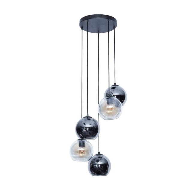 HELDR! Hanglamp Sava 5L - Rookglas/Transparant