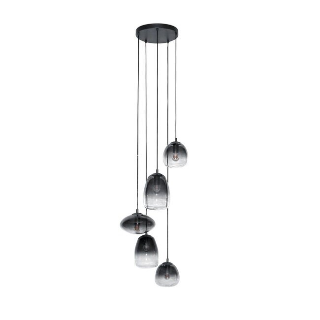 HELDR! Hanglamp Elena 5L - Rookglas/Transparant