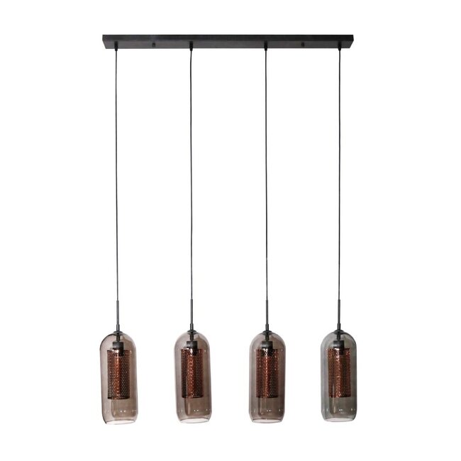 HELDR! Hanglamp Piero 4L - Rookglas