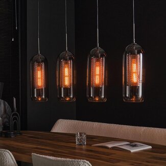 HELDR! Hanglamp Piero 4L - Rookglas