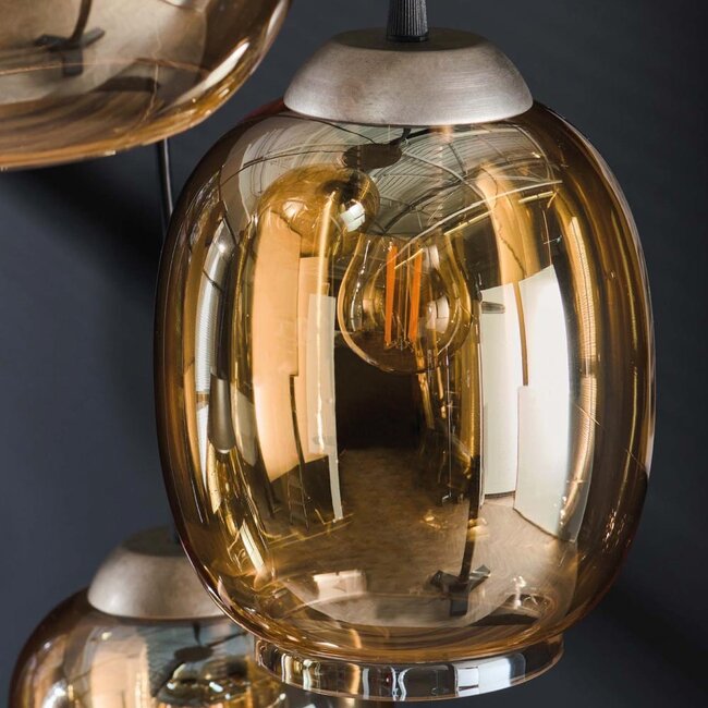 HELDR! Hanglamp Nesta 5L - Amber Glas