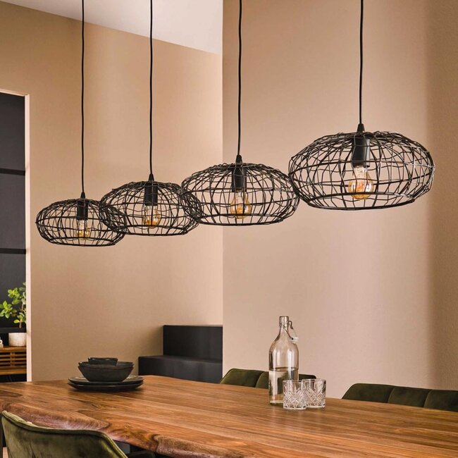 HELDR! Hanglamp Bruno 4L - Zwart/Bruin