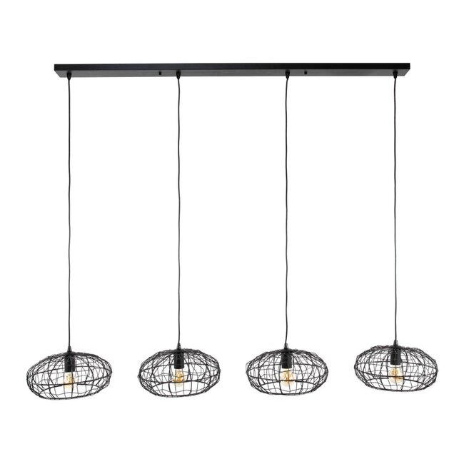 HELDR! Hanglamp Bruno 4L - Zwart/Bruin