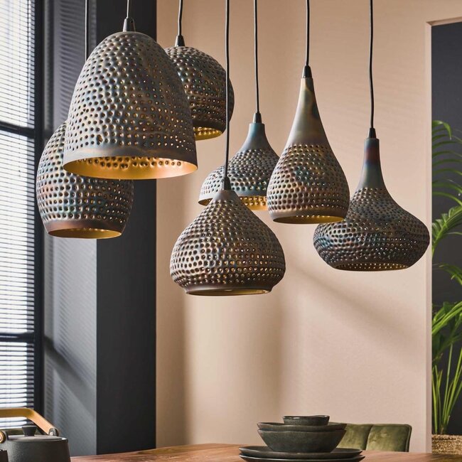 HELDR! Hanglamp Milana 7L - Zwart/Bruin