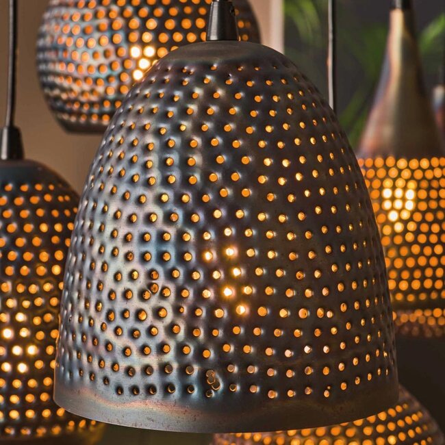 HELDR! Hanglamp Milana 7L - Zwart/Bruin