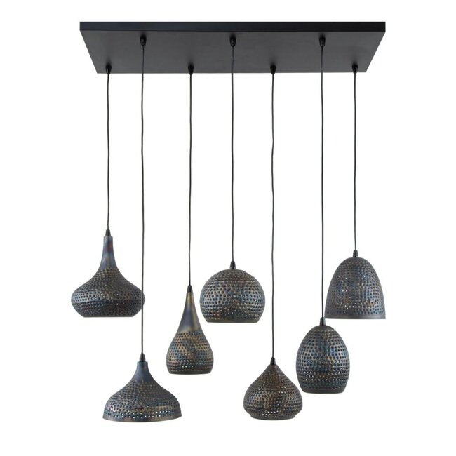 HELDR! Hanglamp Milana 7L - Zwart/Bruin