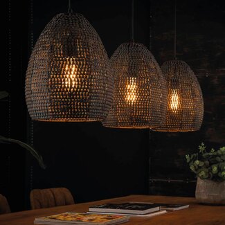 HELDR! Hanglamp Tura 3L - Zwart/Bruin