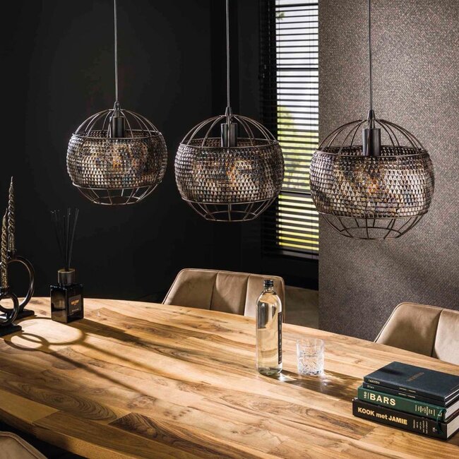 HELDR! Hanglamp Bueno 3L - Zwart/Bruin