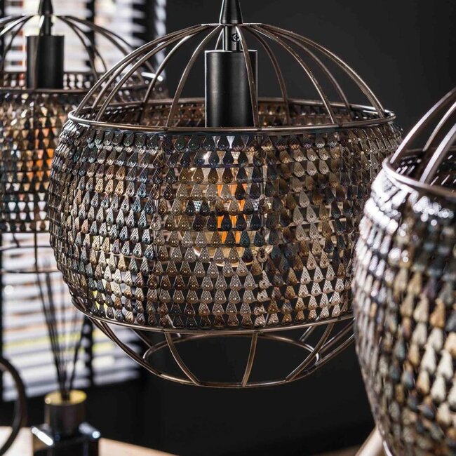 HELDR! Hanglamp Bueno 3L - Zwart/Bruin