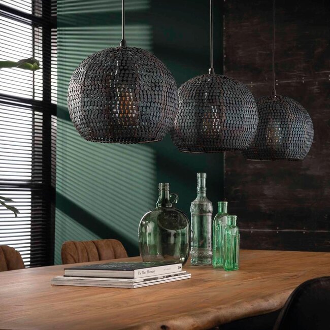 HELDR! Hanglamp Sari 3L - Zwart/Bruin