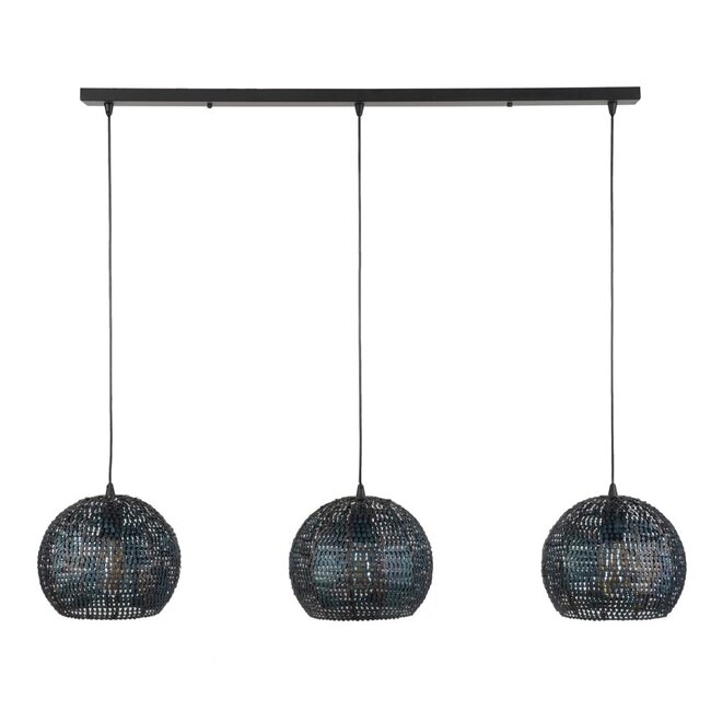 HELDR! Hanglamp Sari 3L - Zwart/Bruin