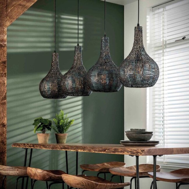 HELDR! Hanglamp Sura 4L - Zwart/Bruin