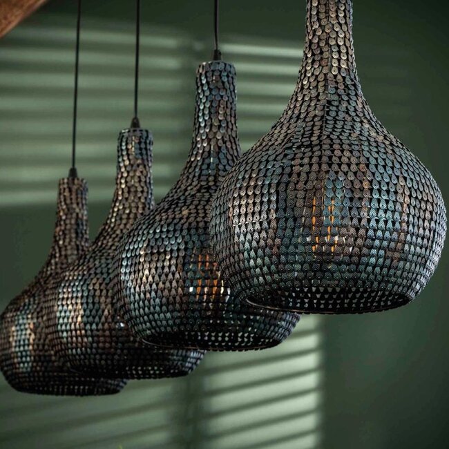 HELDR! Hanglamp Sura 4L - Zwart/Bruin