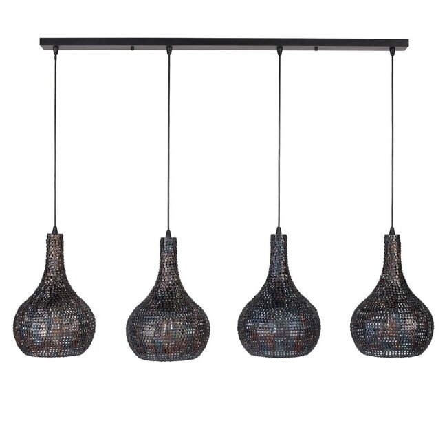 HELDR! Hanglamp Sura 4L - Zwart/Bruin