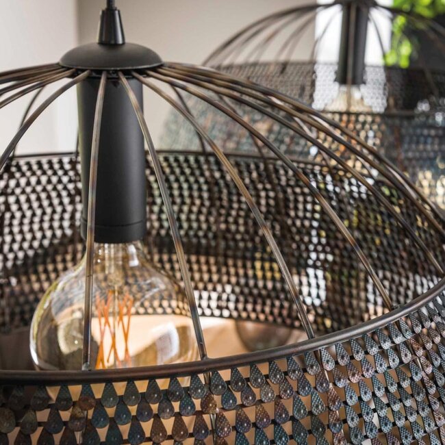 HELDR! Hanglamp Selci 2L - Zwart/Bruin