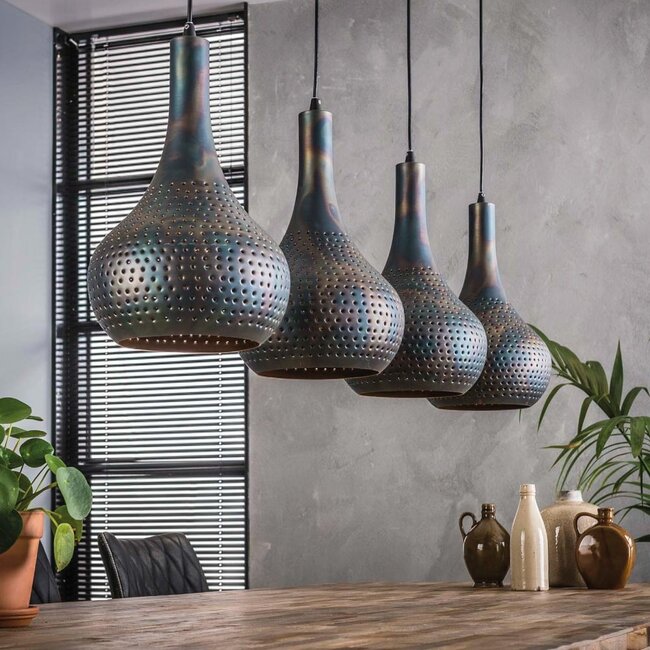 HELDR! Hanglamp Viano 4L - Zwart/Bruin