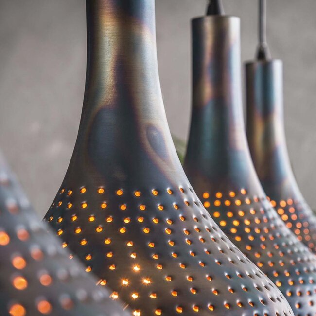 HELDR! Hanglamp Viano 4L - Zwart/Bruin