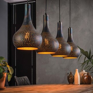 HELDR! Hanglamp Viano 4L - Zwart/Bruin