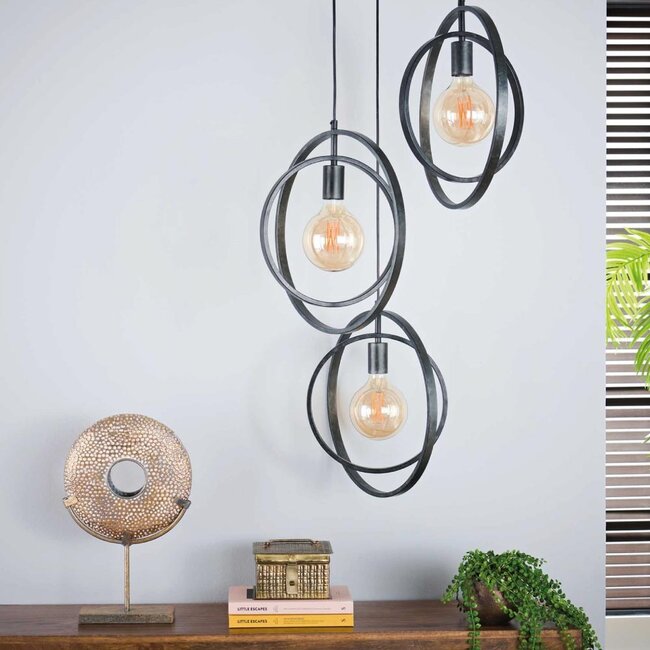 HELDR! Hanglamp Riola 3L - Charcoal