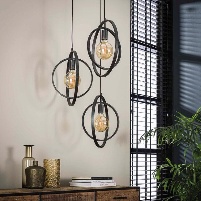 HELDR! Hanglamp Riola 3L - Charcoal