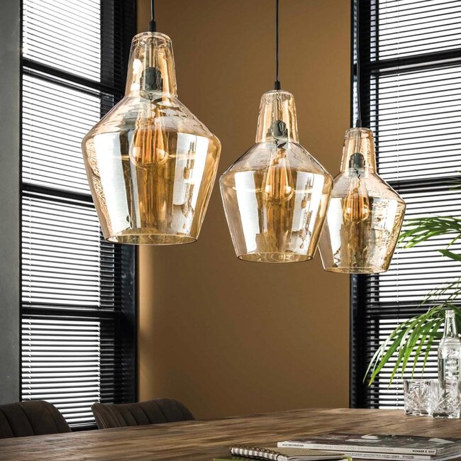 HELDR! Hanglamp Mirona 3L - Amber Glas