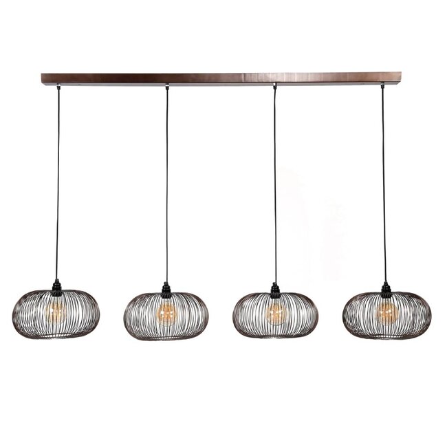HELDR! Hanglamp Pioli 4L - Zwart/Koper