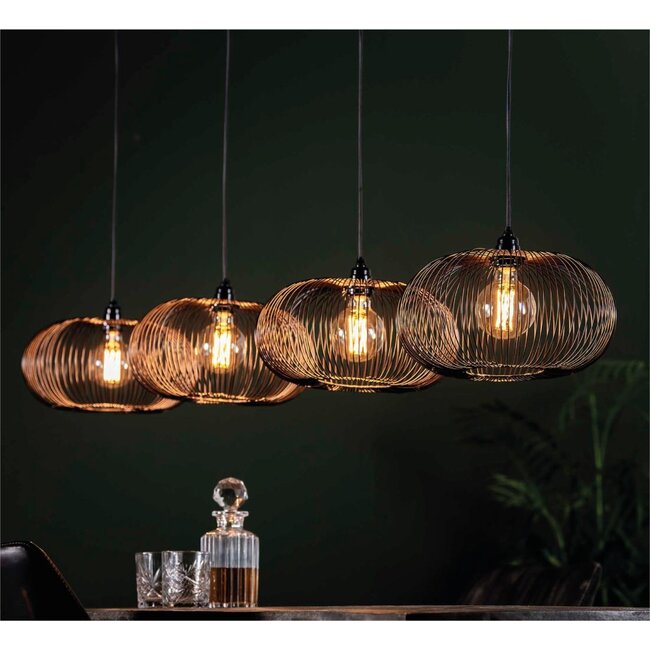 HELDR! Hanglamp Pioli 4L - Zwart/Koper